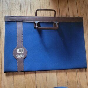 Lays Ruffles Blue  & Brown Leather Portfolio Case With Handles